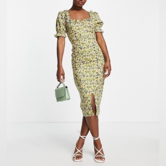 Hope & Ivy Dresses & Skirts - New Hope & Ivy Liberty Fabric Floral Dress Yellow NWT Boho Preppy Casual Size 8